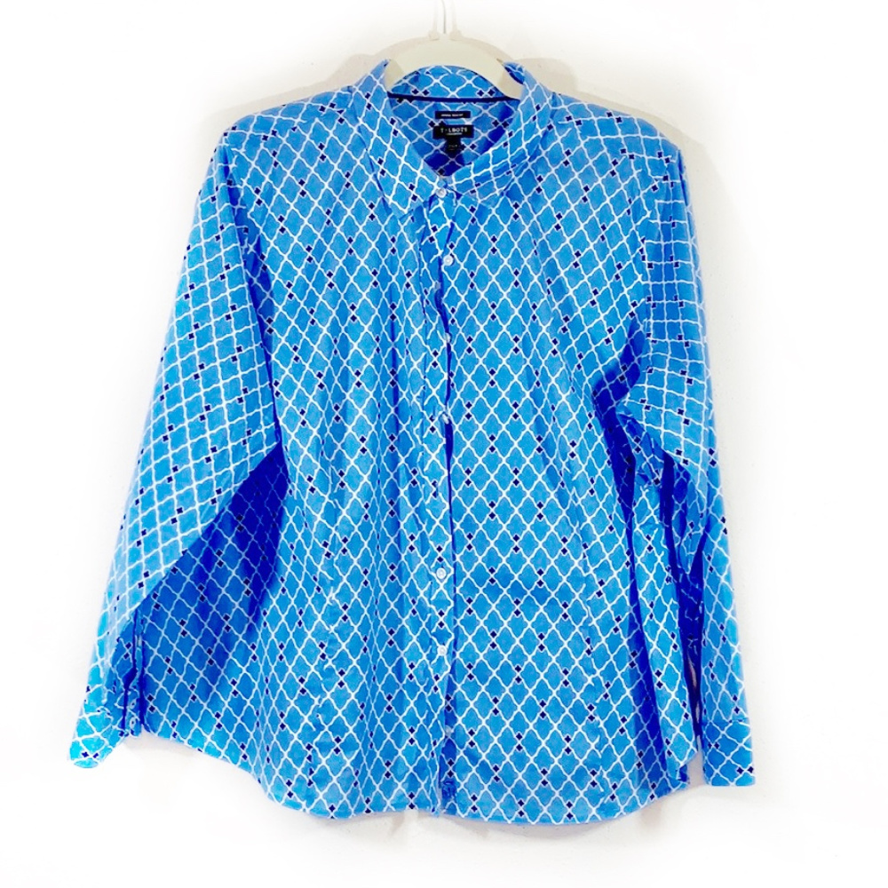 Talbots Women’s Petite Blue/White Blouse